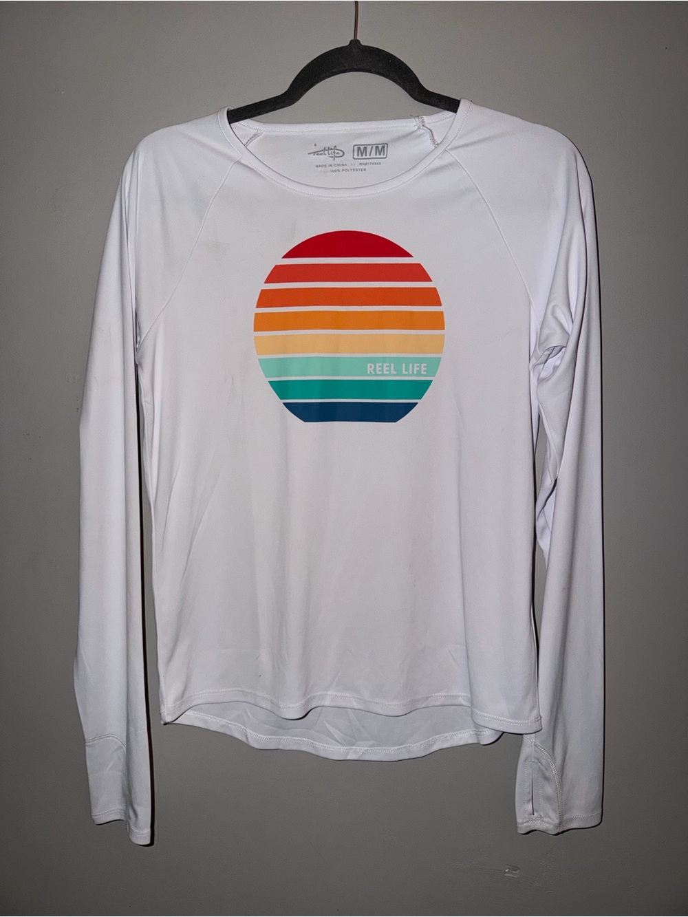Reel Life Women's White Long-Sleeve Graphic Rash Tee